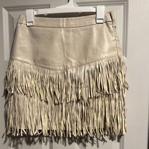 Blue Blush Cream Fringe Mini Skirt